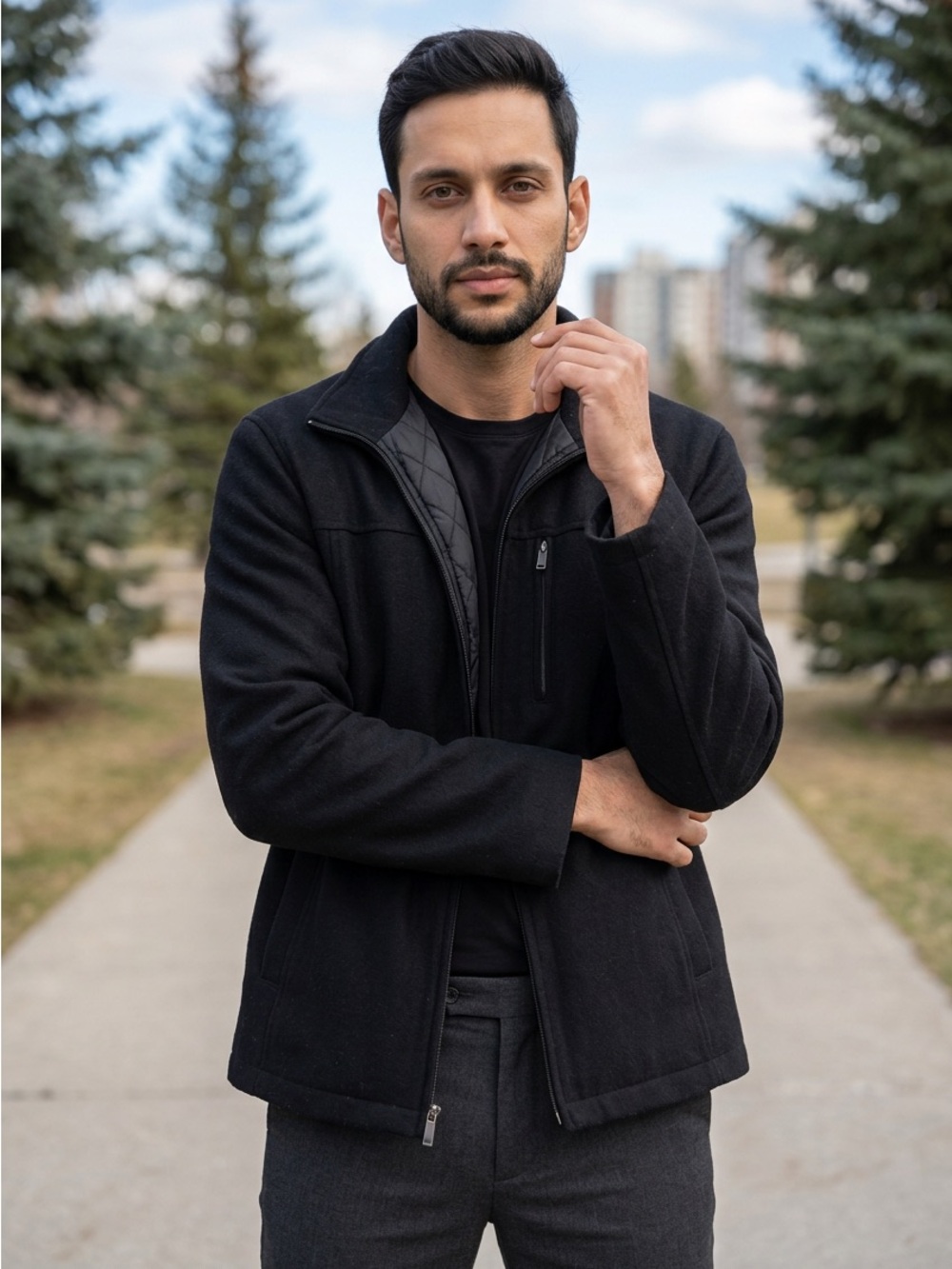Perry Ellis Black Lightweight Zip-Front Shirt Jacket